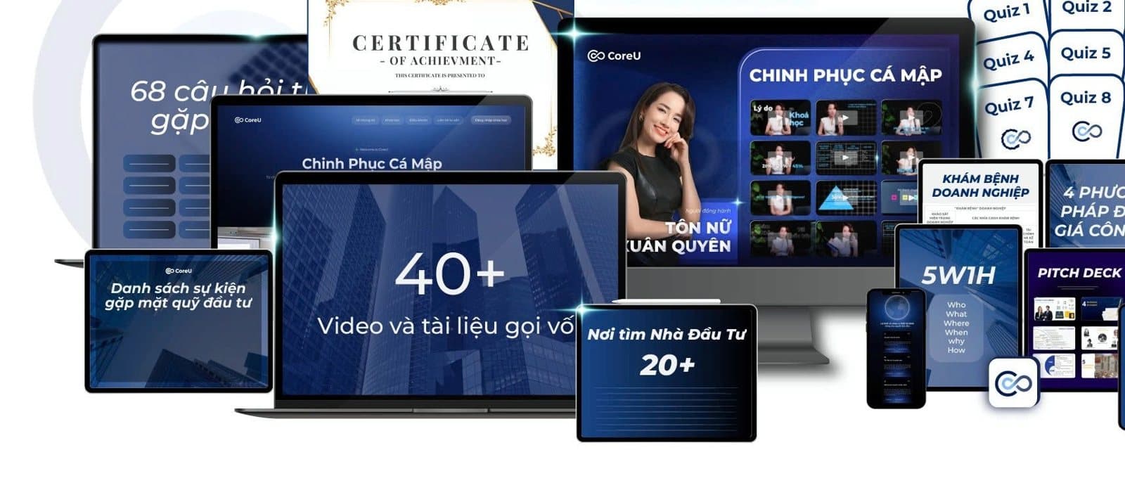 Bộ học liệu Chinh Phục Cá Mập: video bài giảng, Pitch Deck, bộ câu hỏi nhà đầu tư, danh sách nhà đầu tư